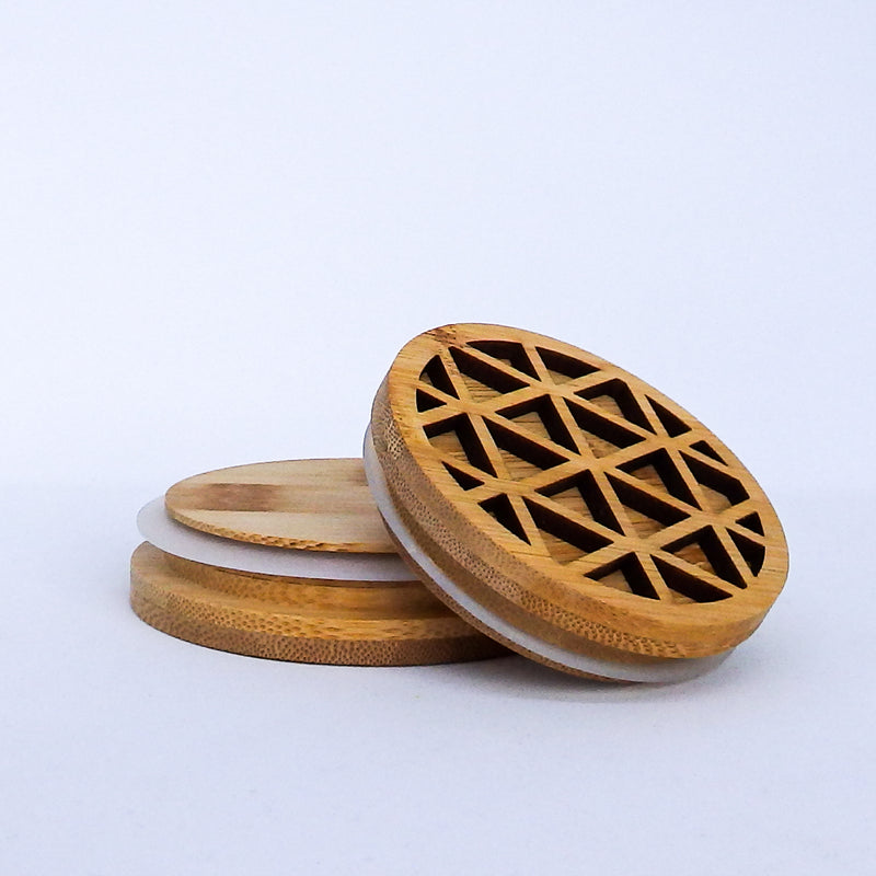 Triangle Cut Bamboo Lids - Small - Natural Varnished