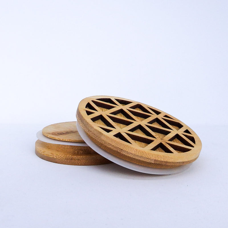 Triangle Cut Bamboo Lids - Large - Natural Varnished