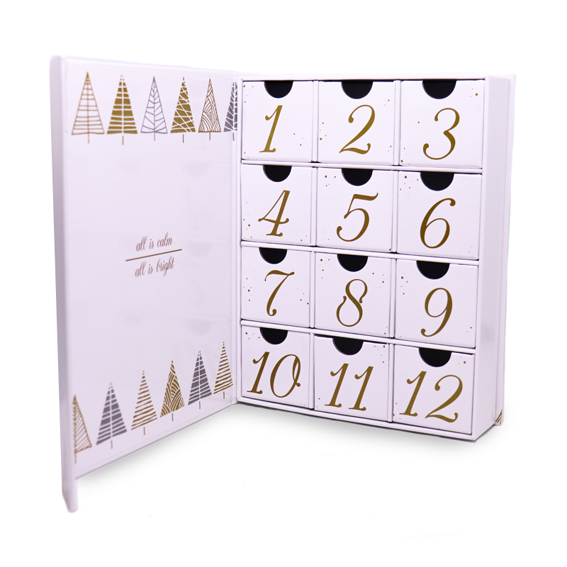 Wholesale Christmas Advent Calendar White/Gold